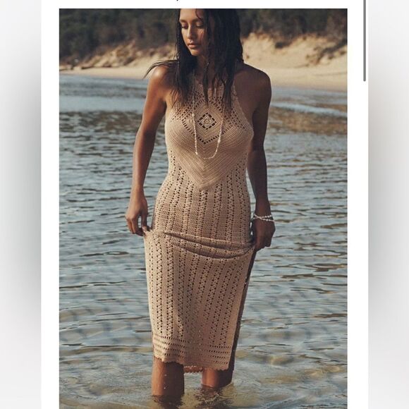 Spell mirage Crochet Midi Dress - Walnut size XS NWT - Picture 2 of 15